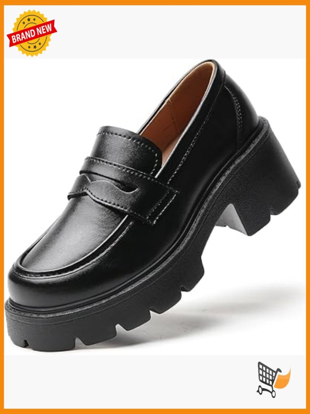 Chunky Heel Platform Loafers Slip-Ons Memory Foam Work Shoes